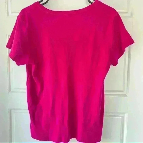 RALPH LAIREN POLO  FUSCHIA V NECK COTTON TSHIRT SIZE XL - Picture 4 of 8